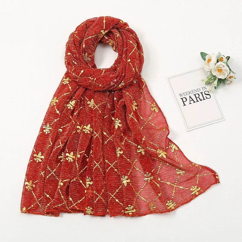 Muslim Chiffon Hijab Scarf Women Long Sequin Fabric Head Wrap For Women Hijabs Scarves Ladies Muslim Veil Jersey Hijabs