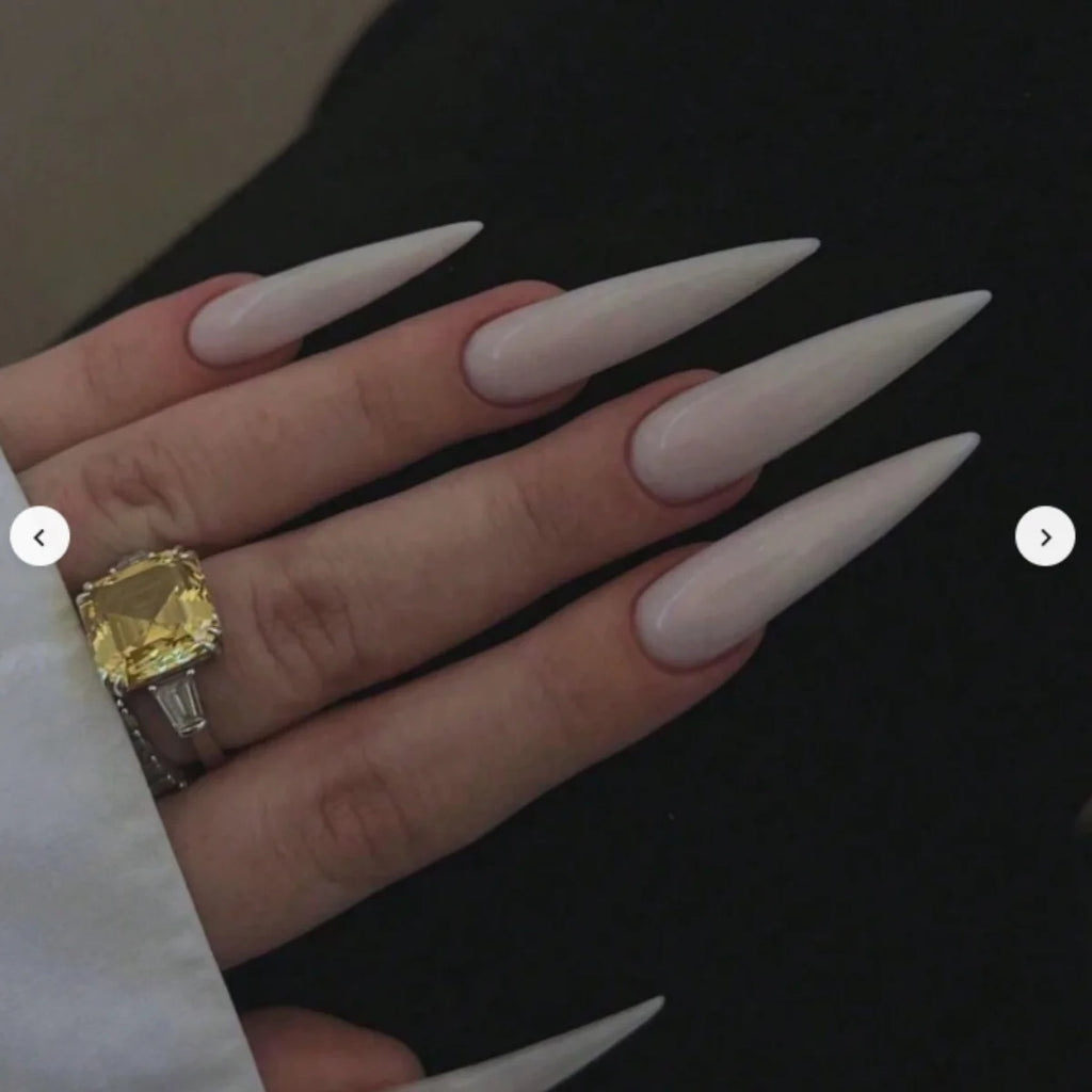 24pcs Extra Long Stiletto French Style Fake Nails
