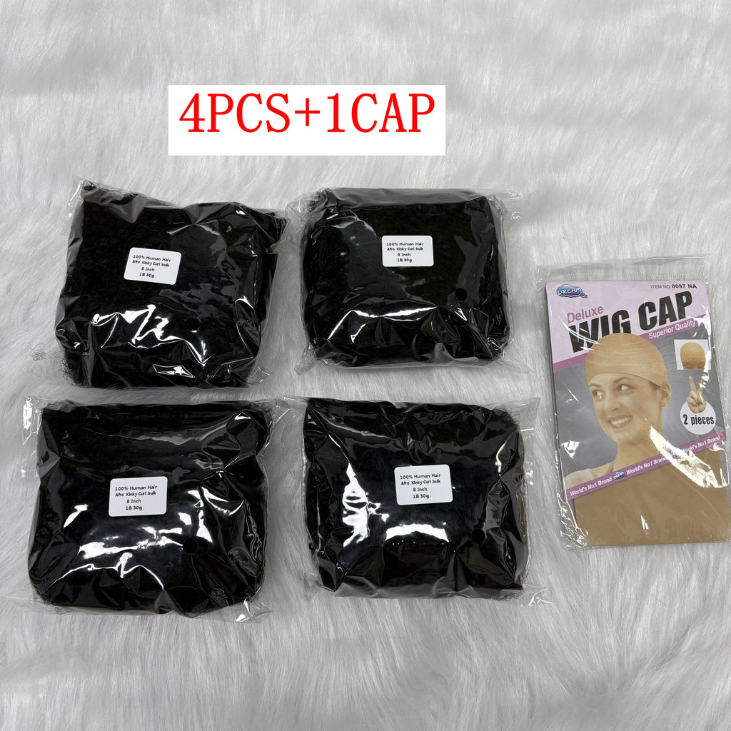 Tight Afro Kinky Bulk Human Hair for Dreadlock Extensions 100% Human Hair 30G/1 Pack 8 Inch Natural Repair Extensions for Braids