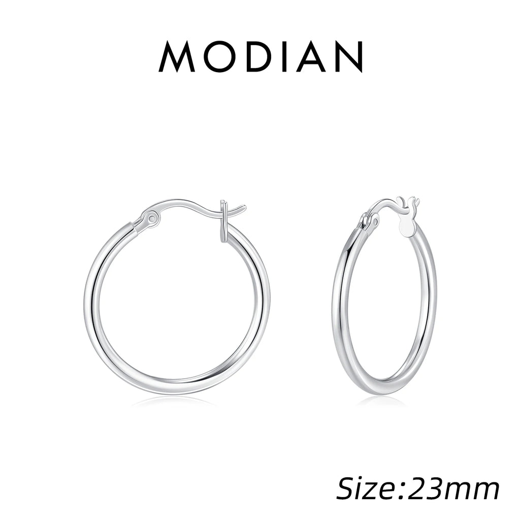 925 Sterling Silver Bold Classic Simple French Hoop Earrings