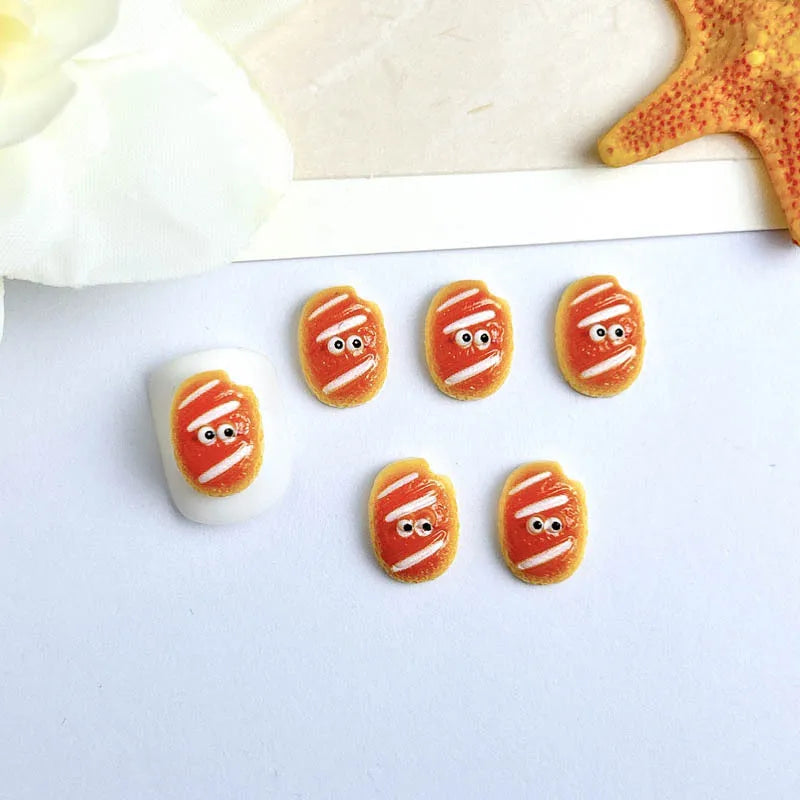 30PCS Simulated Salad Bread Donut Nail Charms Creative Cute Bear Cowhorn Sandwich Desserts Resin Nail Art Decorations DIY Nails