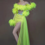 See Thru Feather Dress