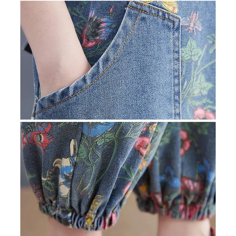 Floral Denim Overalls