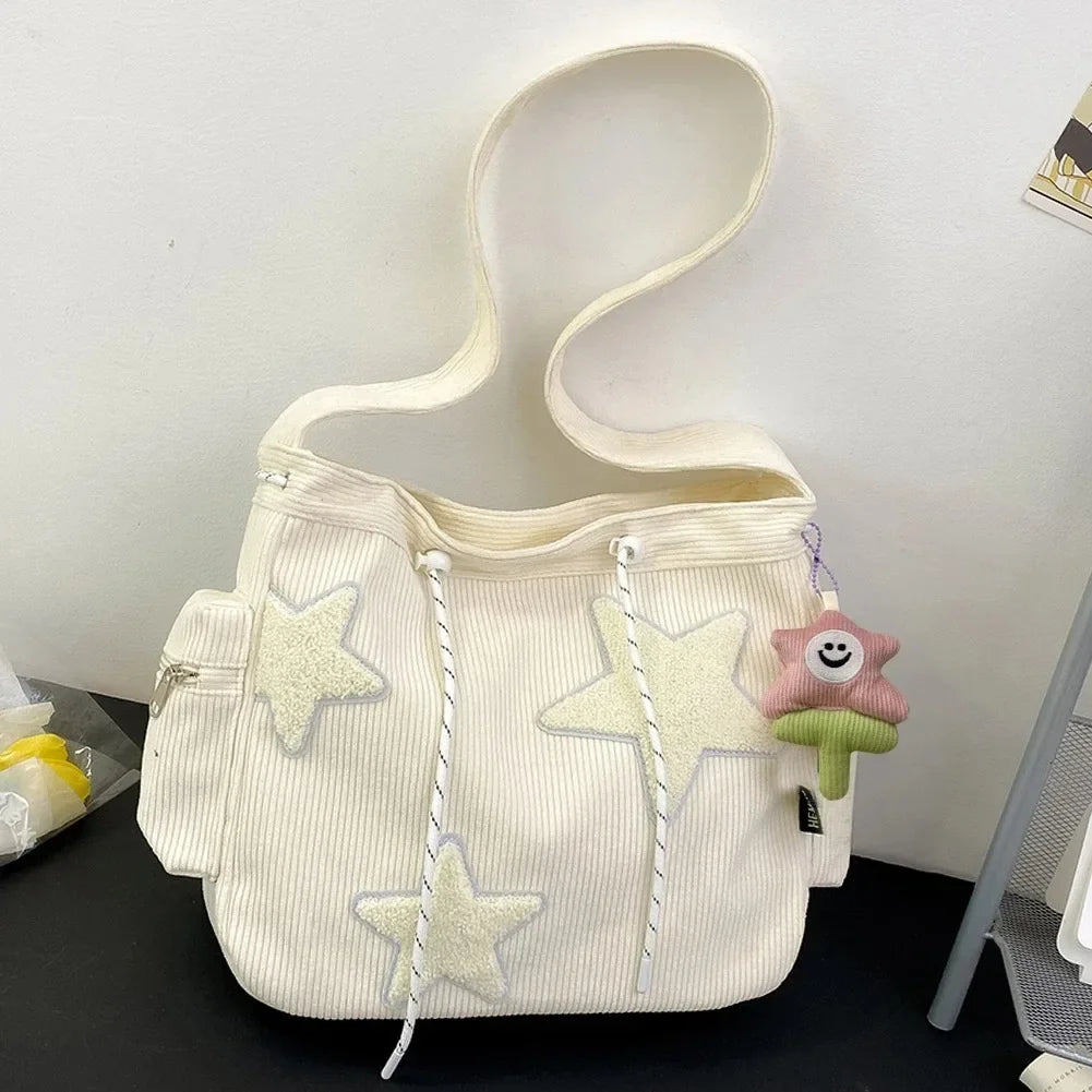 Star Pattern Corduroy Crossbody Bag