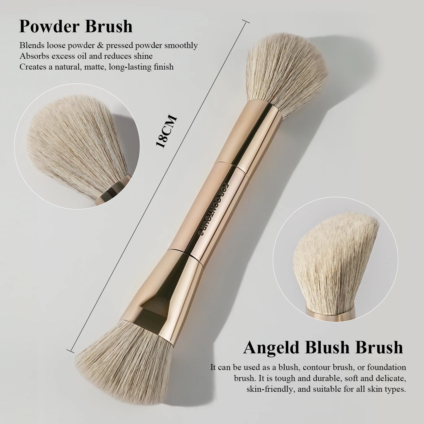 Makeup Brush Set Double-Sided Makeup Brushes for Foundation Contour Blush Blending Eyebrow and Eye Shadow Fiber Bright Cyan