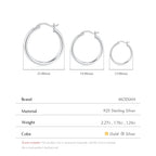 925 Sterling Silver Bold Classic Simple French Hoop Earrings
