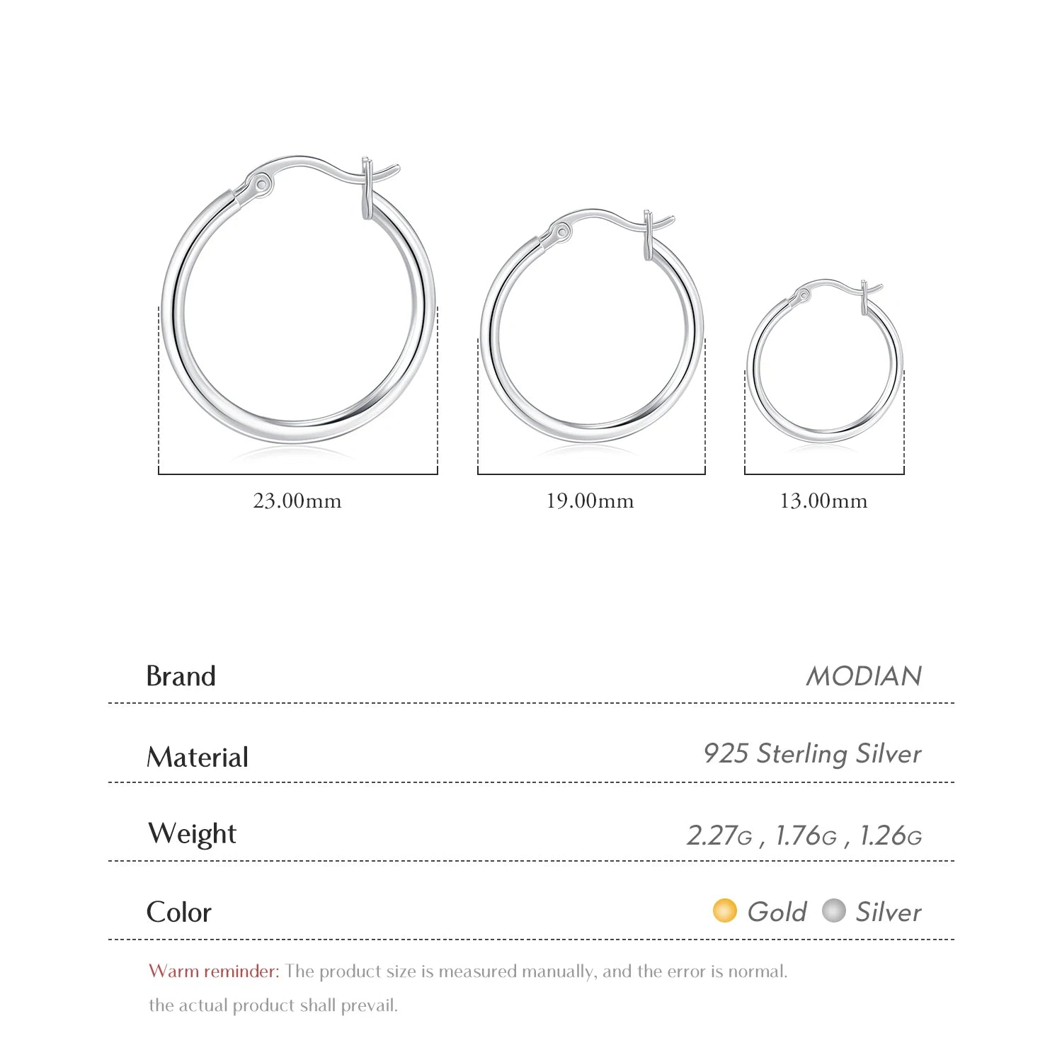 925 Sterling Silver Bold Classic Simple French Hoop Earrings