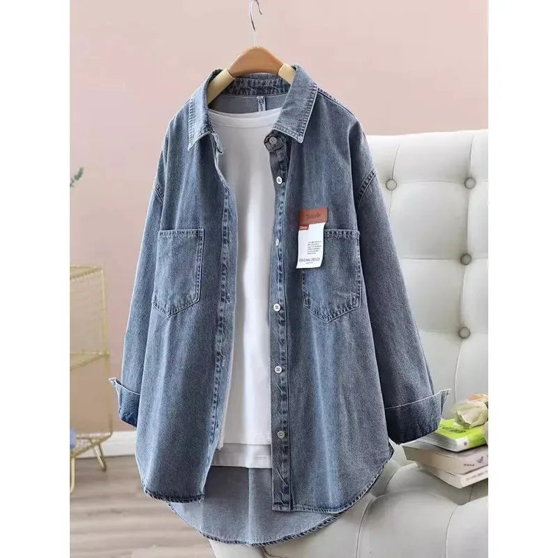 Loose Long Sleeve Casual Denim Shirt