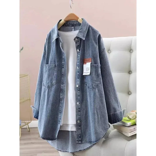 Loose Long Sleeve Casual Denim Shirt