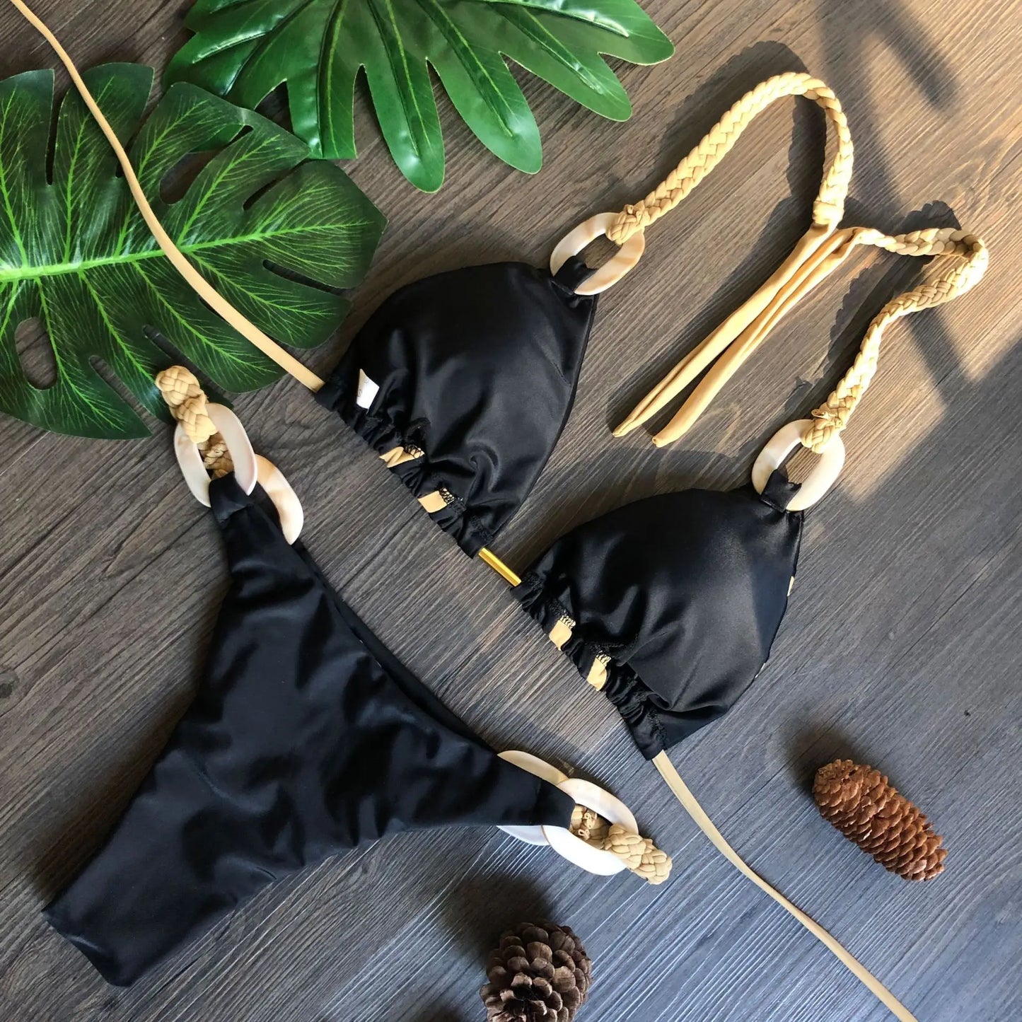 Solid Color Strap Bikini
