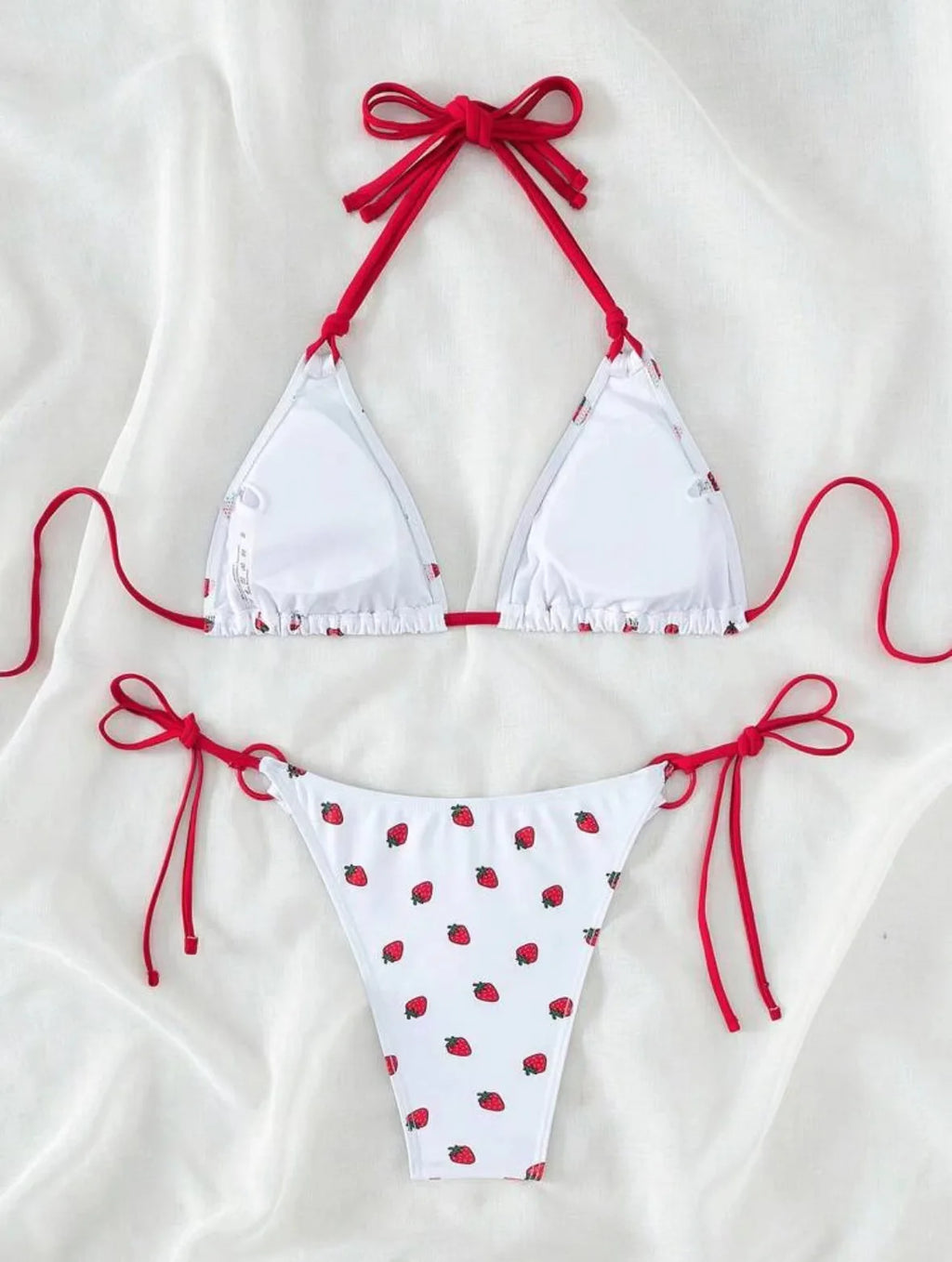 Strawberry Print Halter String Micro Bikini