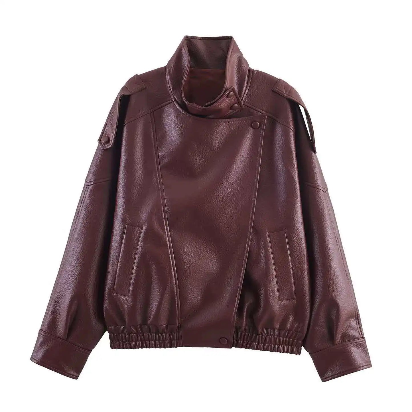 KONDALA Casual Chic Black Leather Jacket