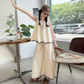 Irregular Sleeveless Top and Wide Leg Pants Set