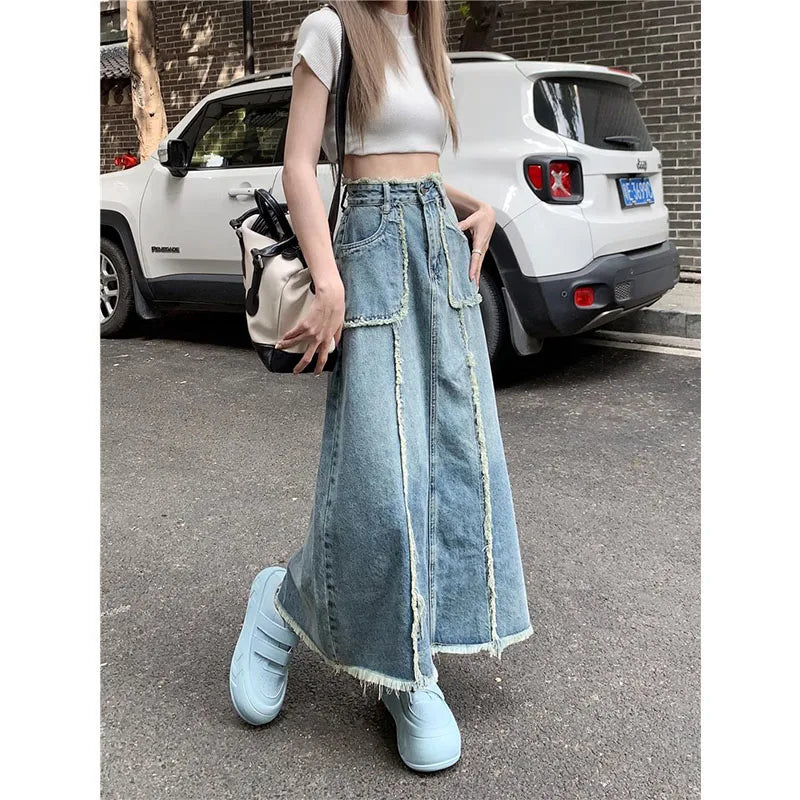 Tassel Denim Long Skirts
