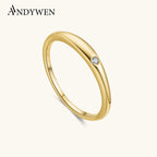 925 Sterling Silver Tiny Minimalist Delicate Solitaire Round Zircon Ring