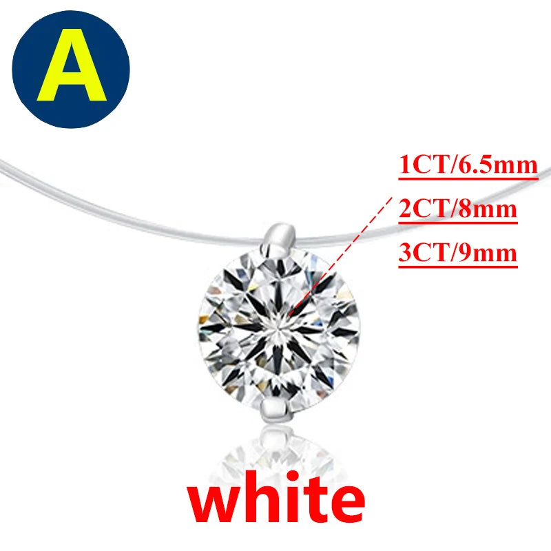 925 Sterling Silver 1ct D VVS1 Diamond with GRA Moissanite Fishing Line Blue Pendant Necklace