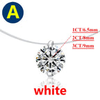925 Sterling Silver 1ct D VVS1 Diamond with GRA Moissanite Fishing Line Blue Pendant Necklace