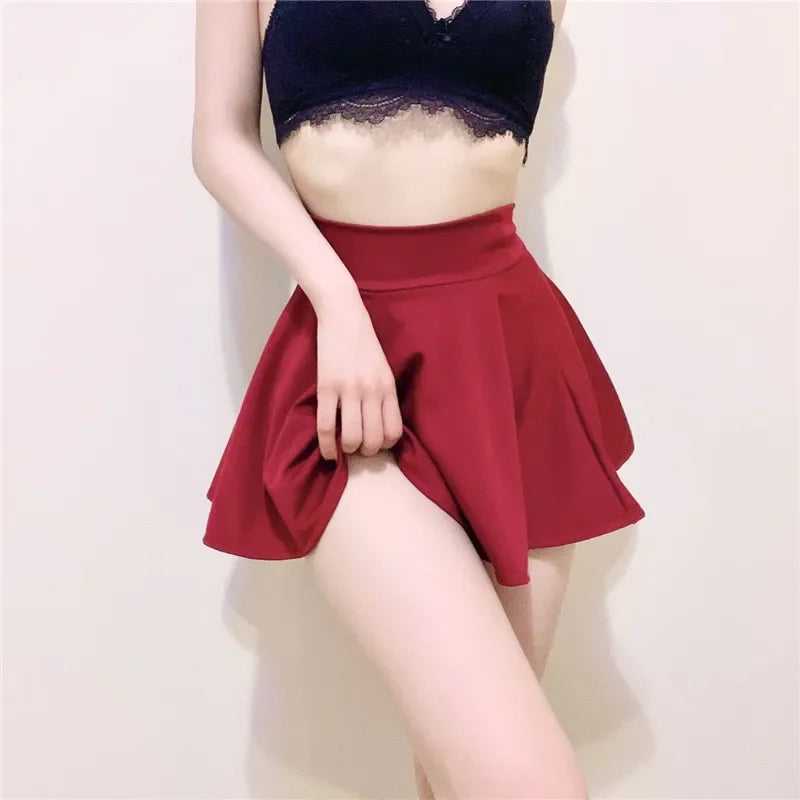 High Wiast A-Line Silk Mini Pleated Skirt