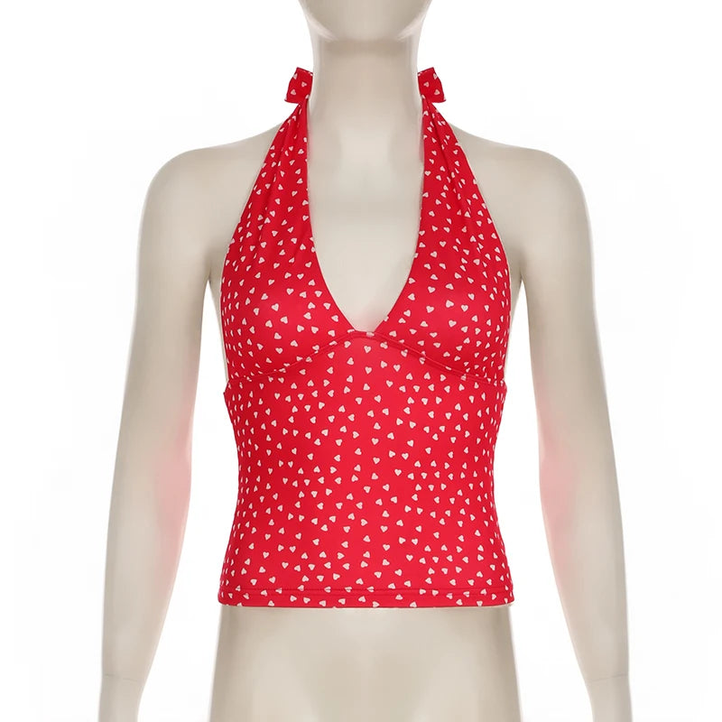 Plaid Printed Halter Neck Tank Top