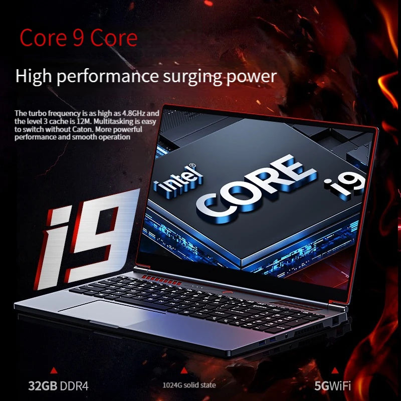 2026 New Gaming Laptop Computer Intel Core i9-10885H i7 8750H GTX1650 4G 16.1 Inch IPS Screen RAM Max 64GB 2*DDR4 2*M.2 NVMe