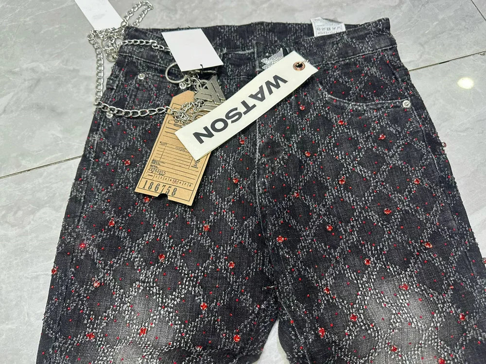 Rhinestone Denim Flared Jeans