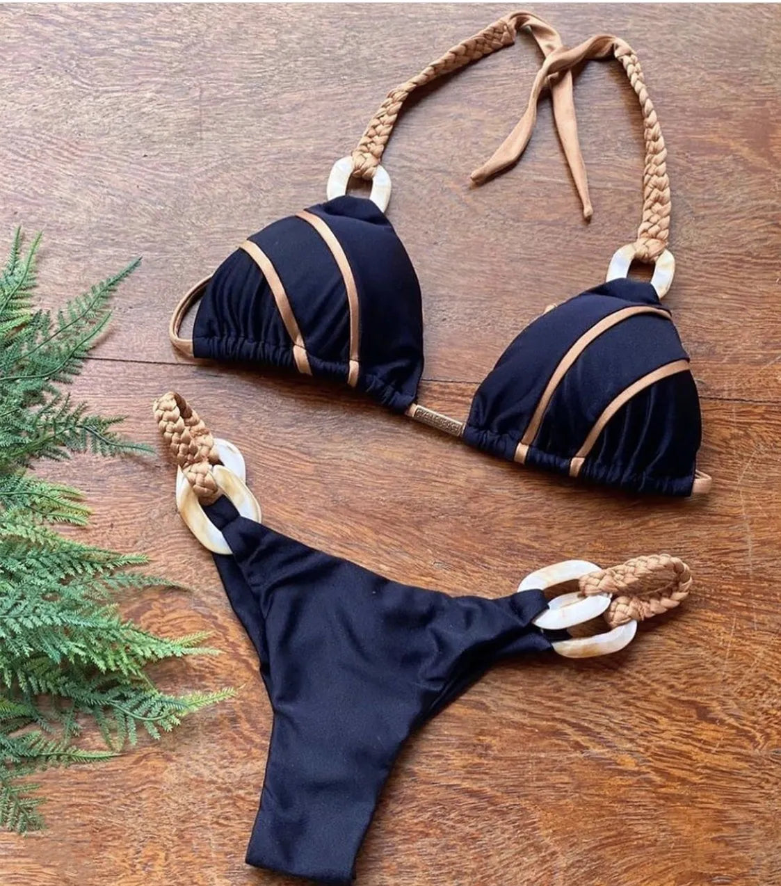 Solid Color Strap Bikini