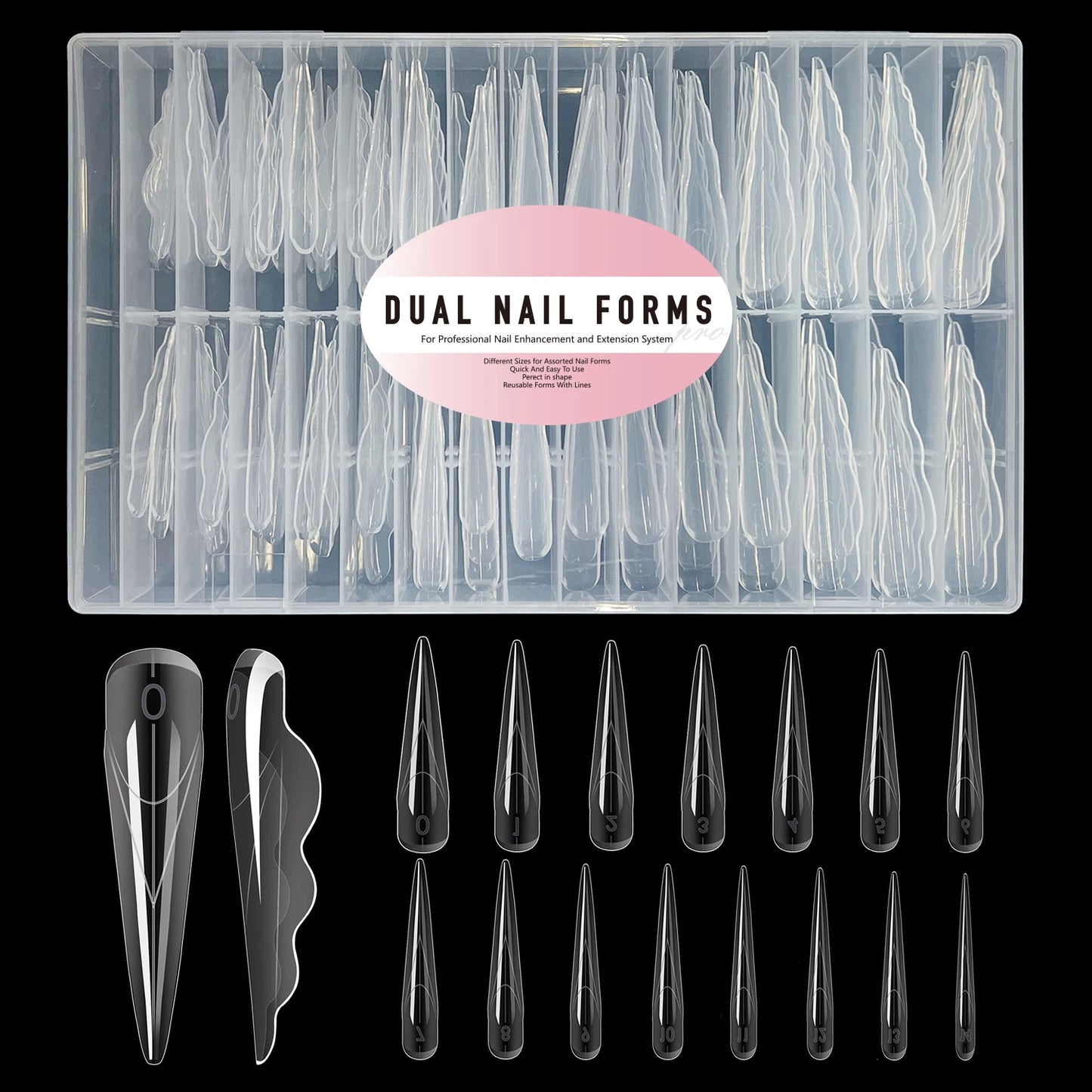 140/150pcs Extra-Long Butterfly Wing Nail Dual Forms Acrylic False Nail Tips Quick Building UV Gel Mold Nail Extension Top Forms