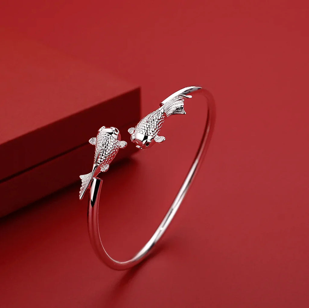 999 Sterling Silver Adjustable Goldfish Bracelet