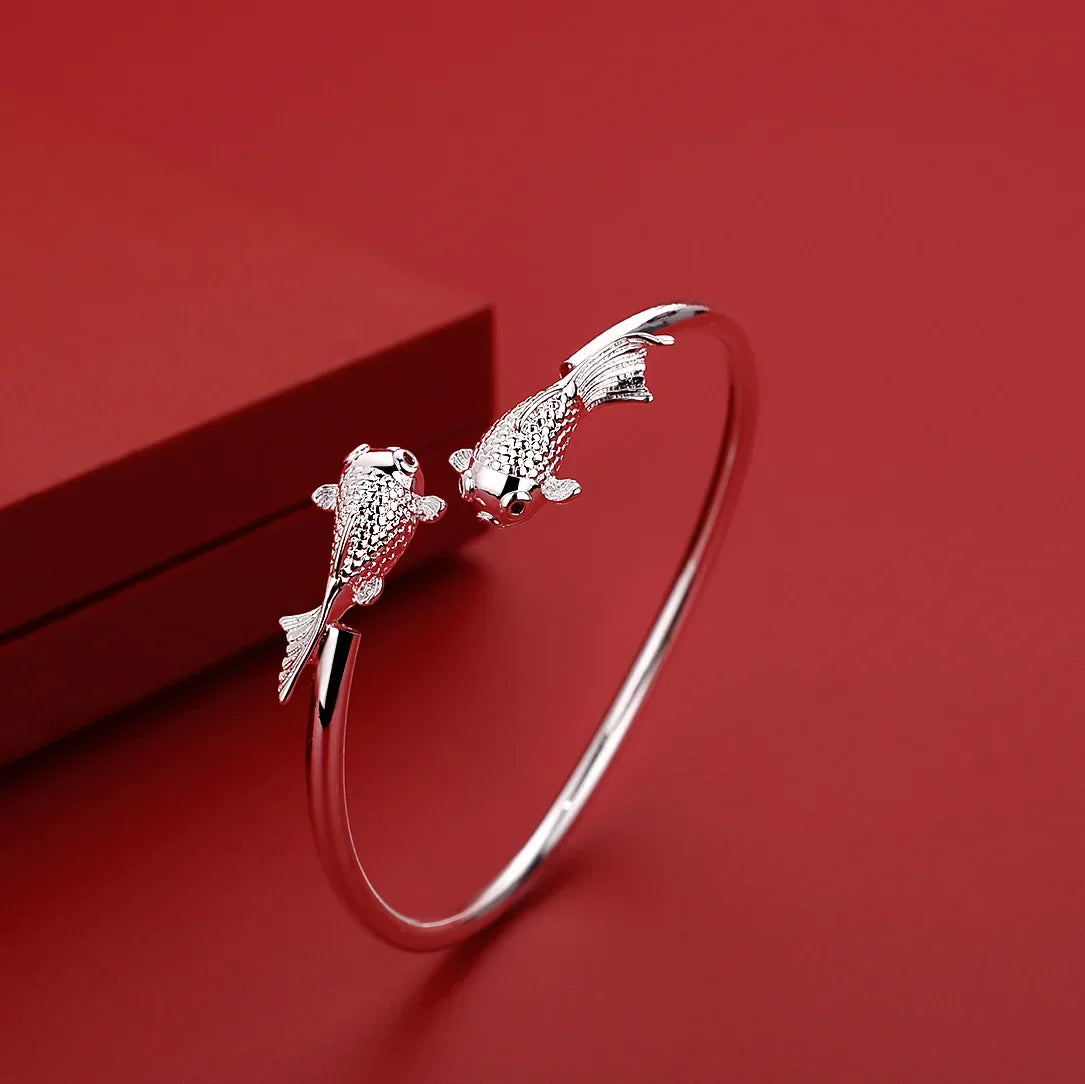 999 Sterling Silver Adjustable Goldfish Bracelet