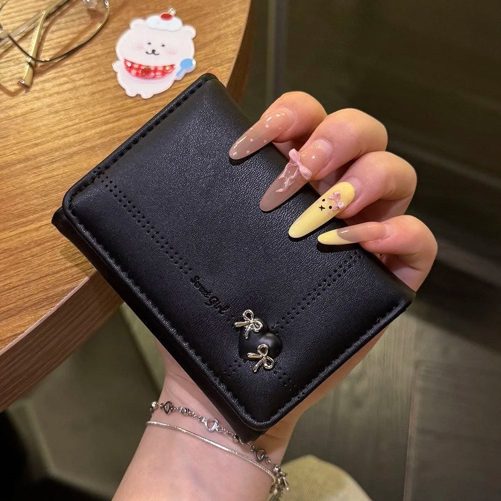 Simple Love Bow Short Wallet