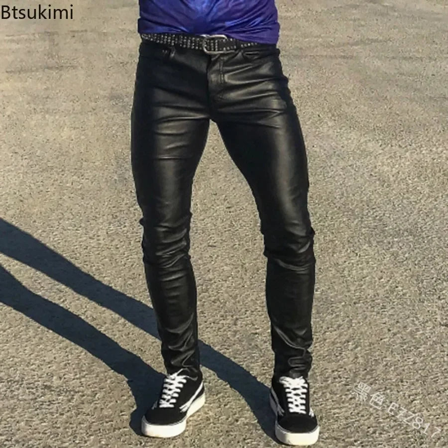 Elastic Low Waist PU Leather Pants