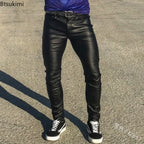 Elastic Low Waist PU Leather Pants