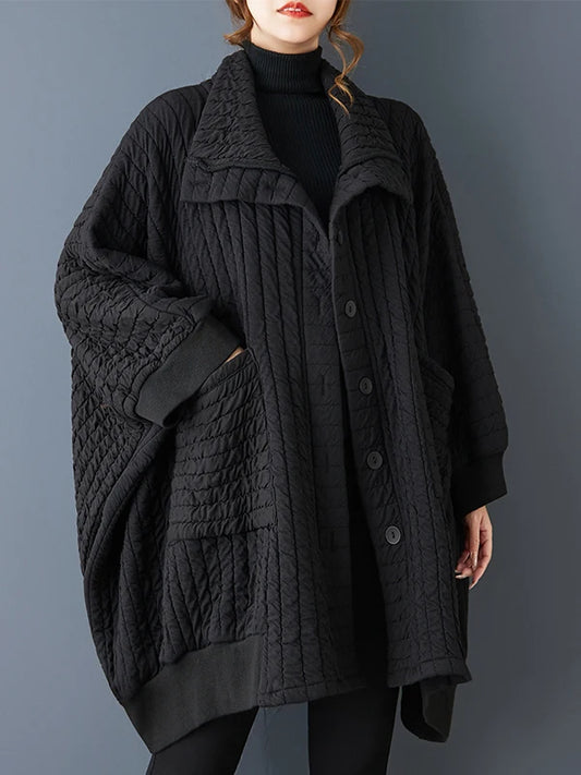 Pure Color Casual Batwing Sleeve Windbreaker