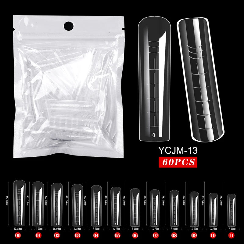 60Pcs/Bag Dual Forms Extended Plastic Nails Sticker Paper-free Support Tape Scale Nail Film Transparent Tool For Art Fingernails