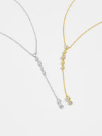 925 Sterling Silver Gold Round Long Pendant Chain Necklace