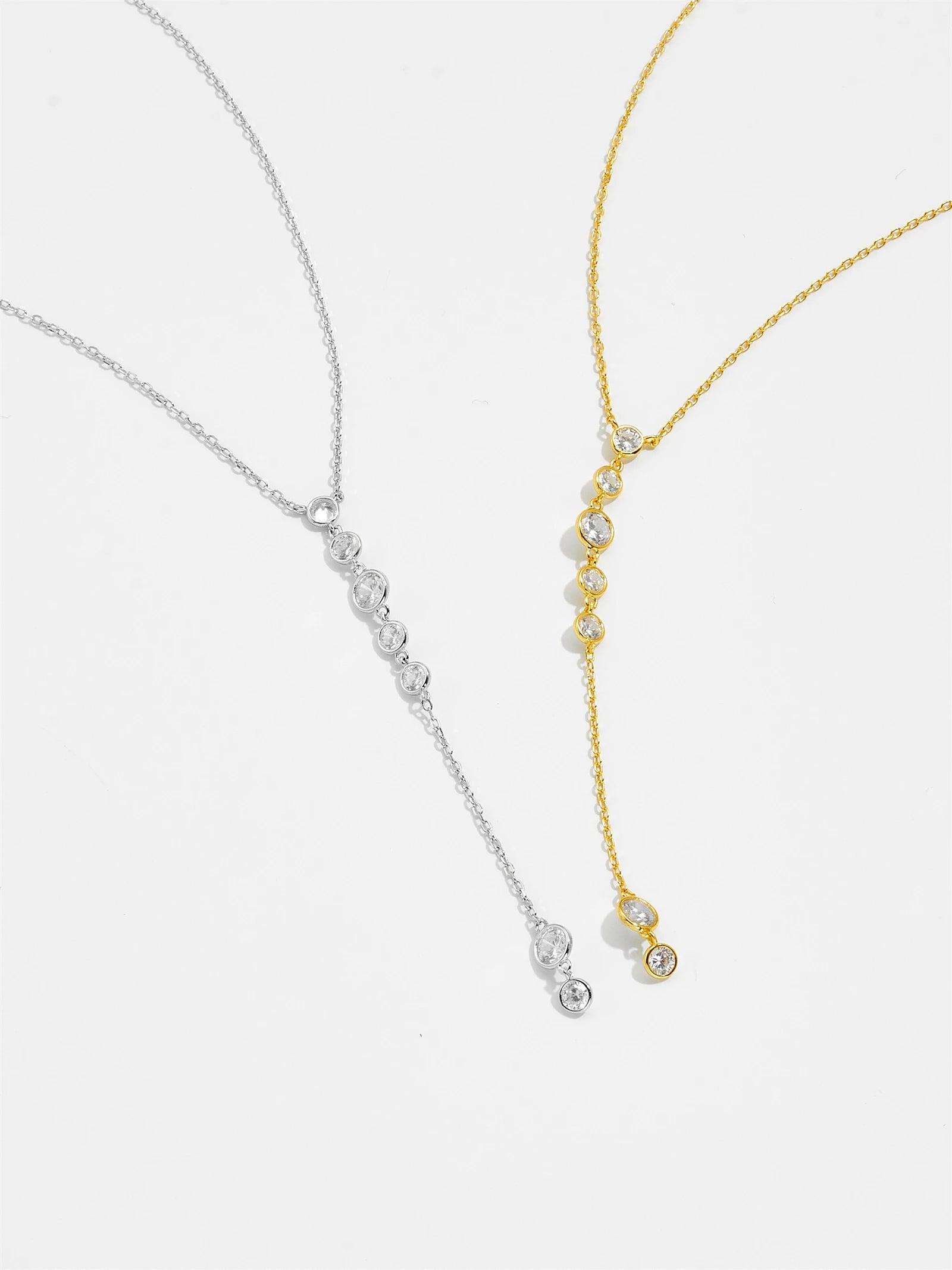 925 Sterling Silver Gold Round Long Pendant Chain Necklace