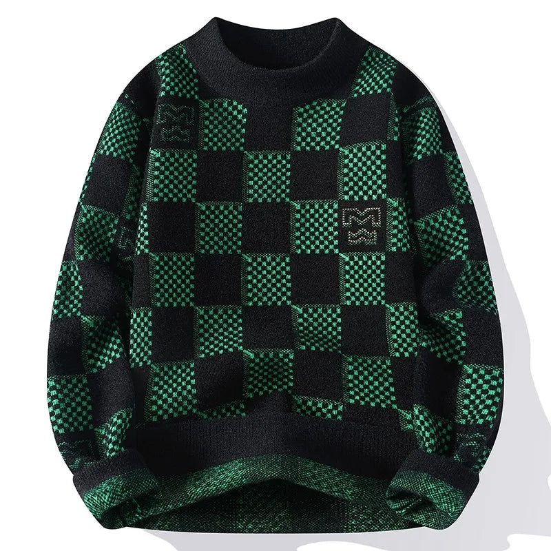 Checkered Knitted Sweater
