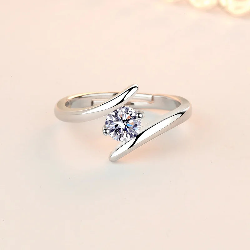 925 Sterling Silver Zircon Adjustable Ring