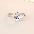 925 Sterling Silver Zircon Adjustable Ring