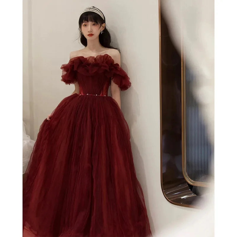 Ruffled Tulle Ball Gown