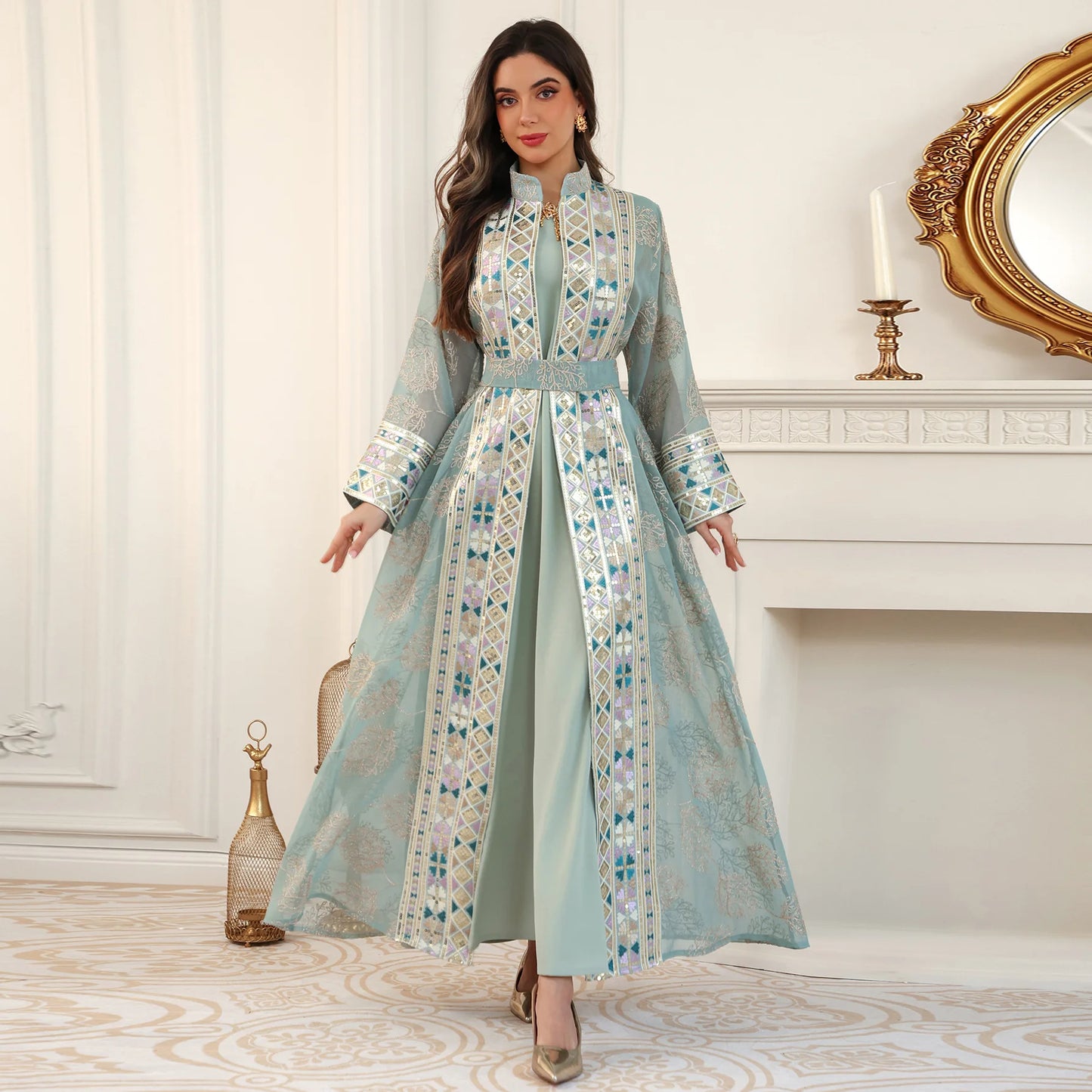 Eid Abaya Women Party Dress 2 Piece Set Kaftan Jalabiya Elegant Muslim Dubai Vestidos Largo Ramadan Caftan Long Robe Abayas 2026