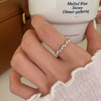 925 Sterling Silver Zircon Ear of Wheat Adjustable Ring