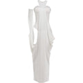 Kliou Wrap Chest Backless Skinny Bodysuits + Irregular Hollow Halter Long Dress Set