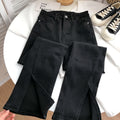 High-Waist Split Hem Slim-Fit Jeans
