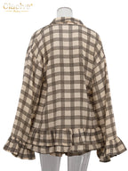Loose Plaid Cotton Shorts Set