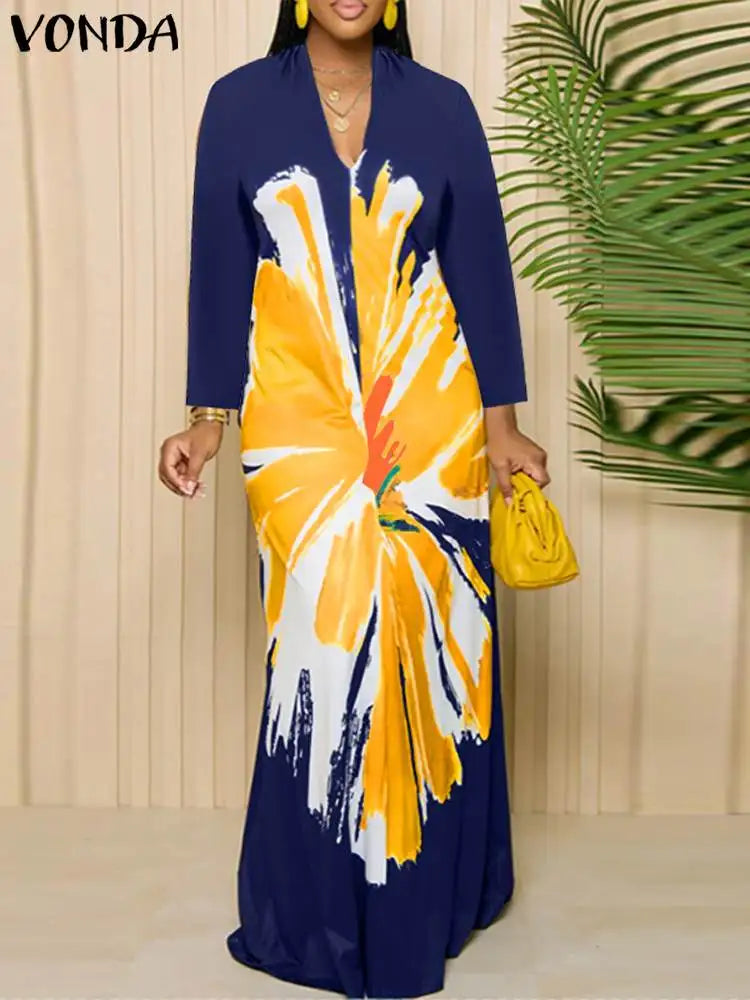 Long Sleeve Printed Maxi Dress