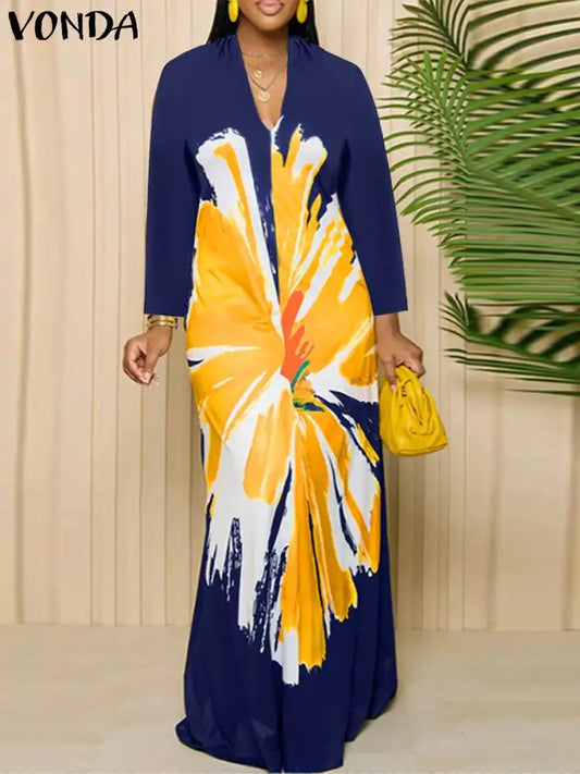 Long Sleeve Printed Maxi Dress