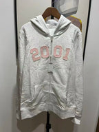 1977 Letter Embroidery Slim Zip-up Hoodie