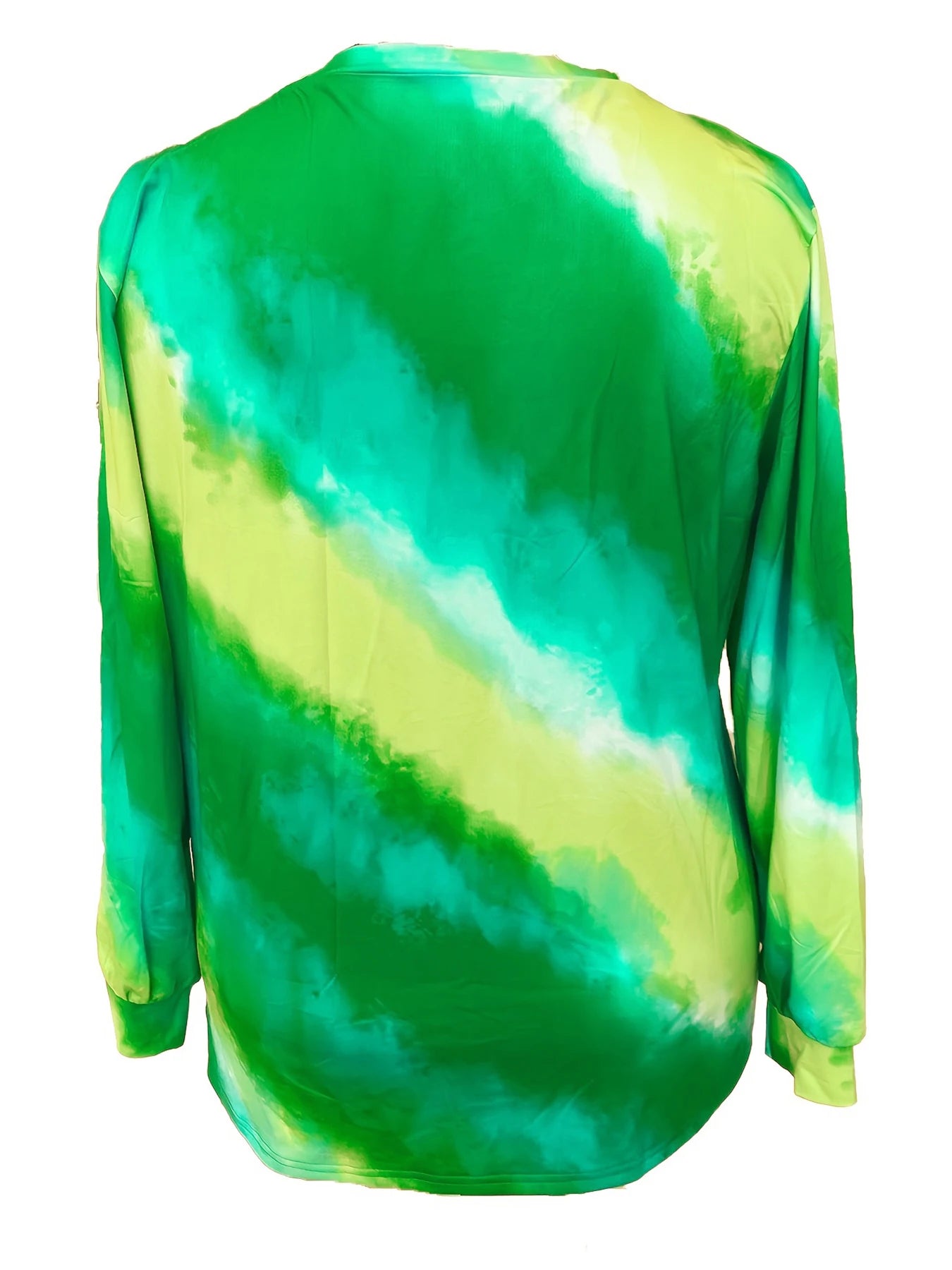 Abstract Skull Print Tie Dye Long Sleeves Crew Neck Loose Fit Tunic Top