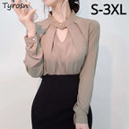 Mock-Neck Blouse with Keyhole Detail